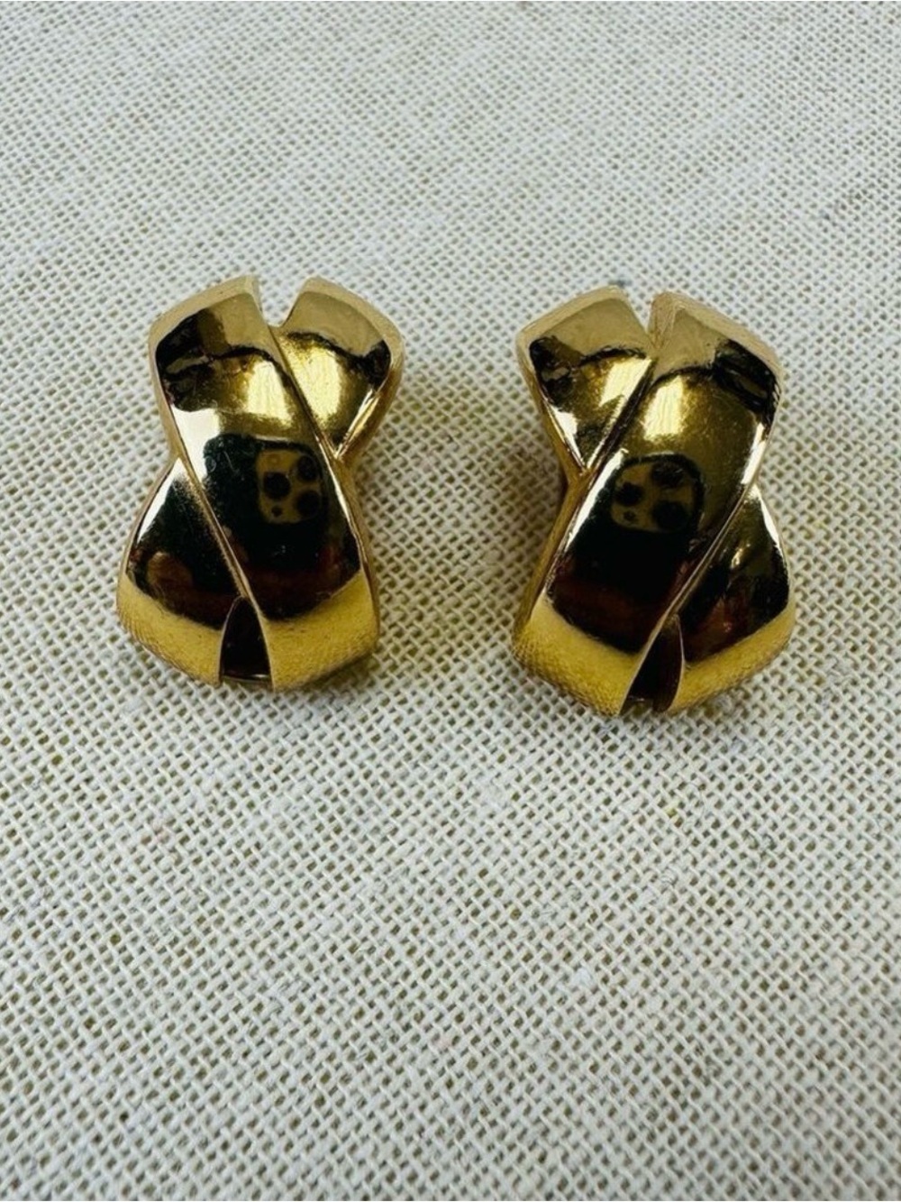 Christian Dior goldtone X clip earrings Vintage 90s Retro Classic Old Money